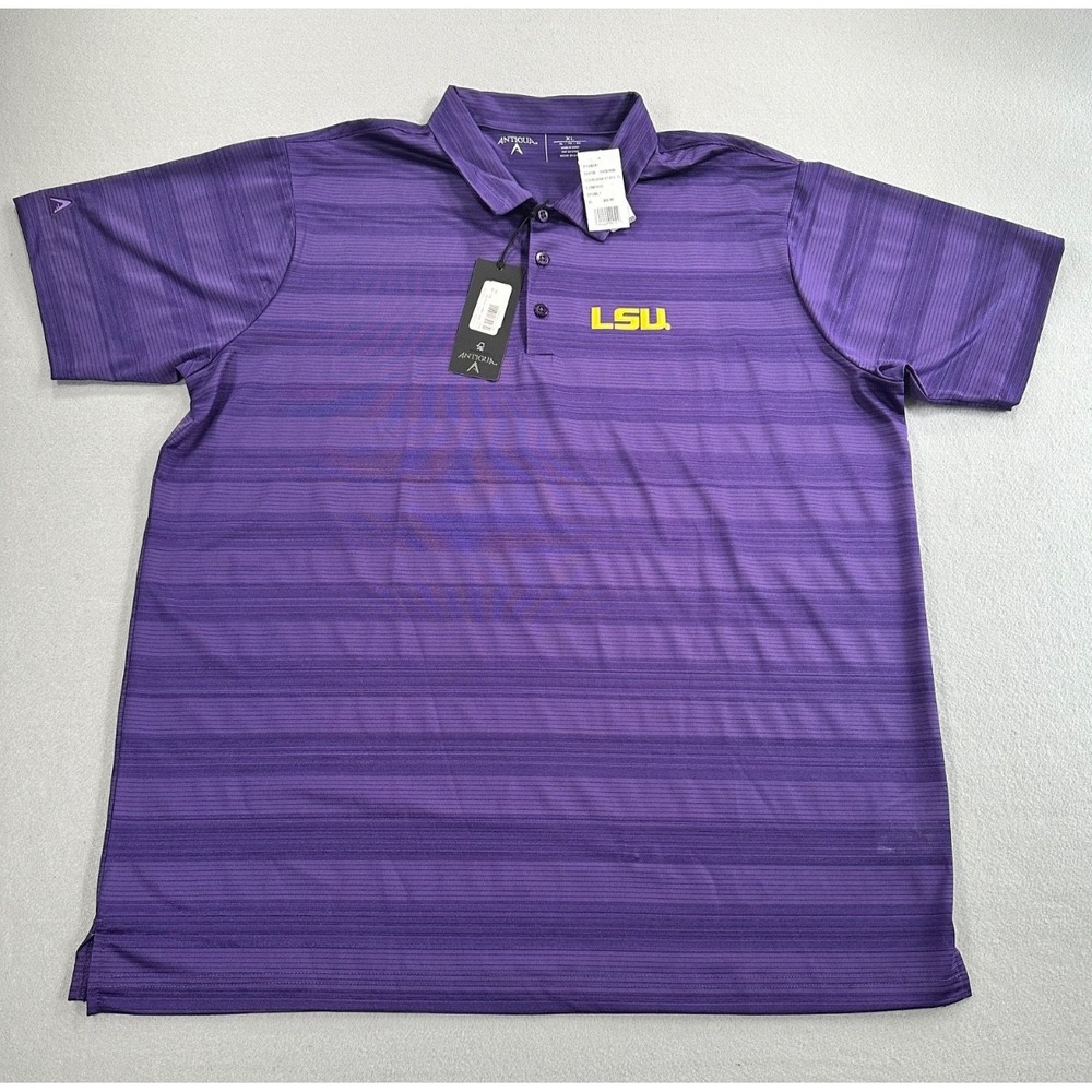 LSU Tigers Compass Polo Shirt Men's XL Purple NCAA Performance Golf NWT